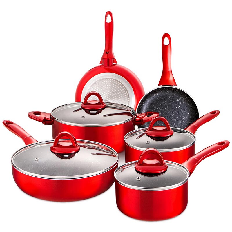 Zestaw 10 szt. Aluminiowych patelni do smażenia zup i patelni do steków z pokrywką