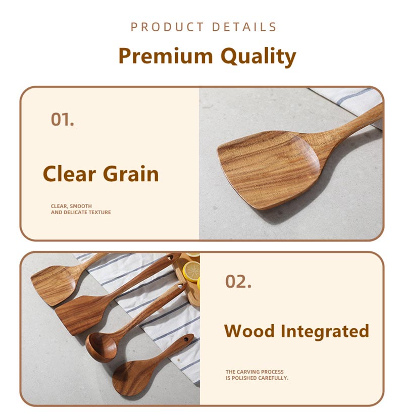 Acacia Wood Skimmer Cooking Turner Soup Spoon Kitchenware Set