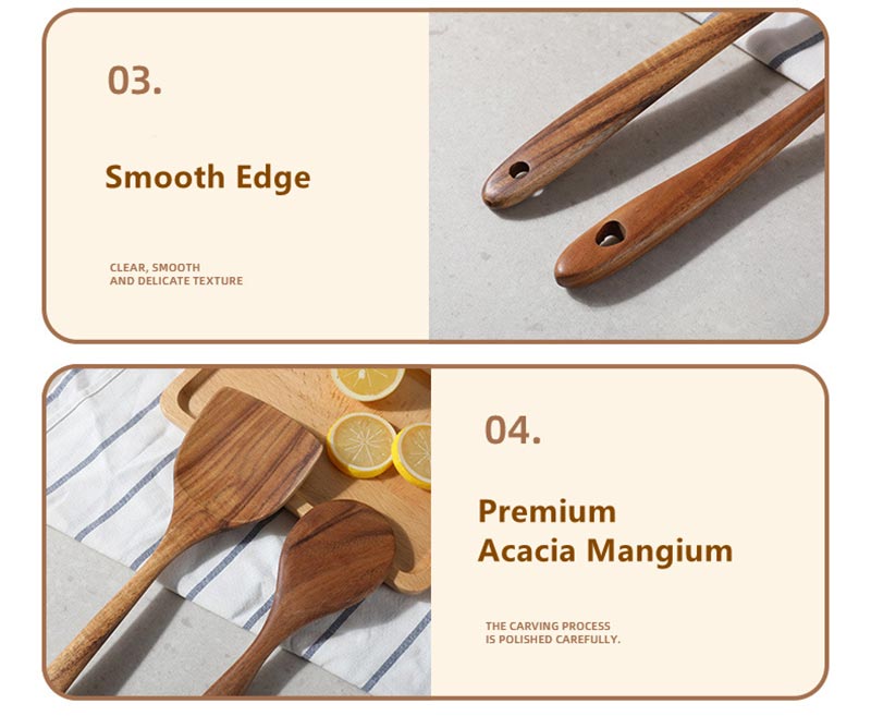 Acacia Wood Skimmer Cooking Turner Soup Spoon Kitchenware Set